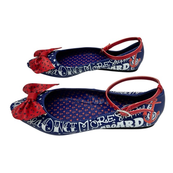 Too Fast shoes New Flats Sailor theme Red White and Blue Women Size 6 Excellent - Picture 3 of 14
